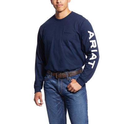 Ariat Work: FR Pocket Logo Crew Camisetas Hombre - Azul Marino (WSFPA6528)